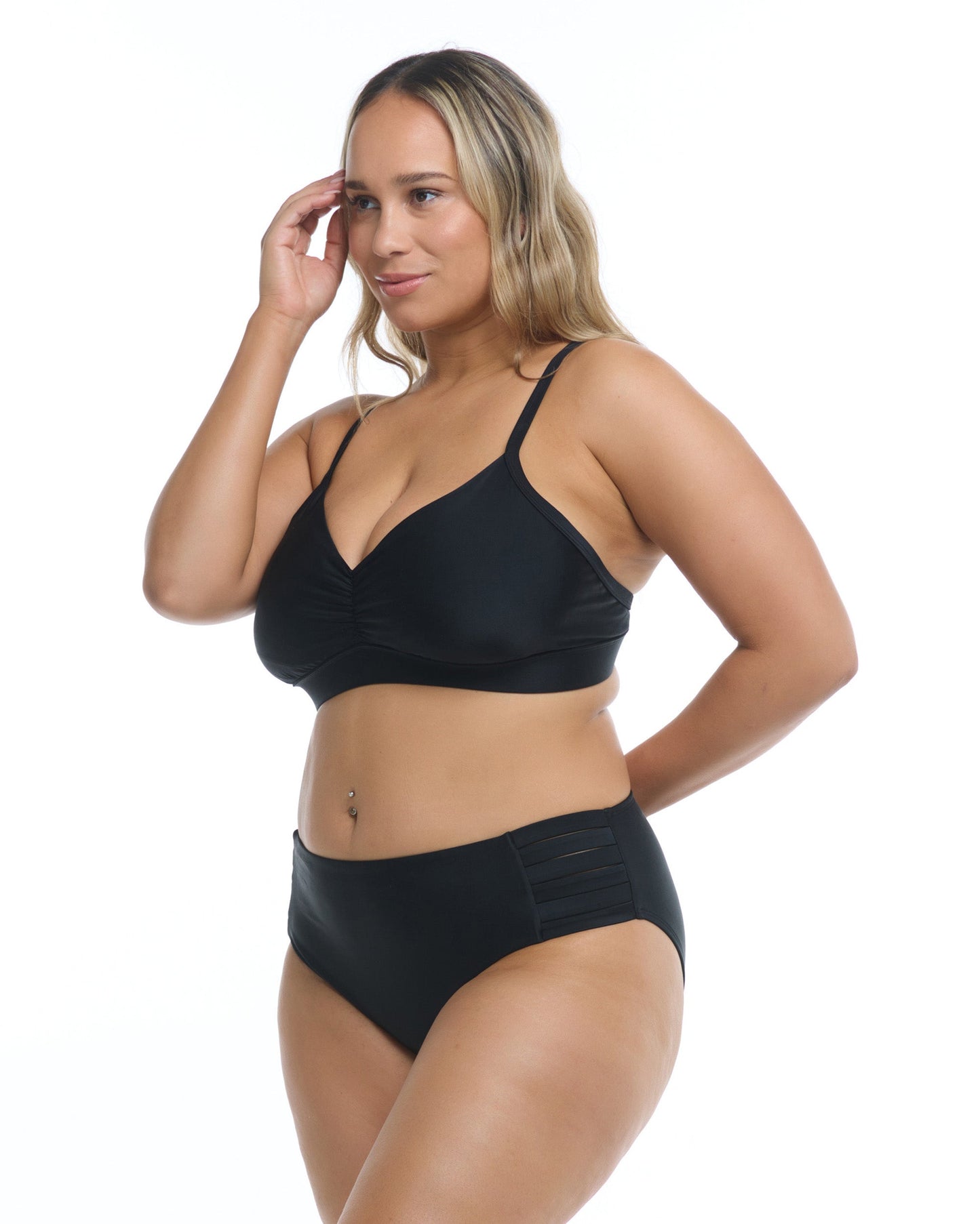 Smoothies Drew Plus Size Bikini Top - Black