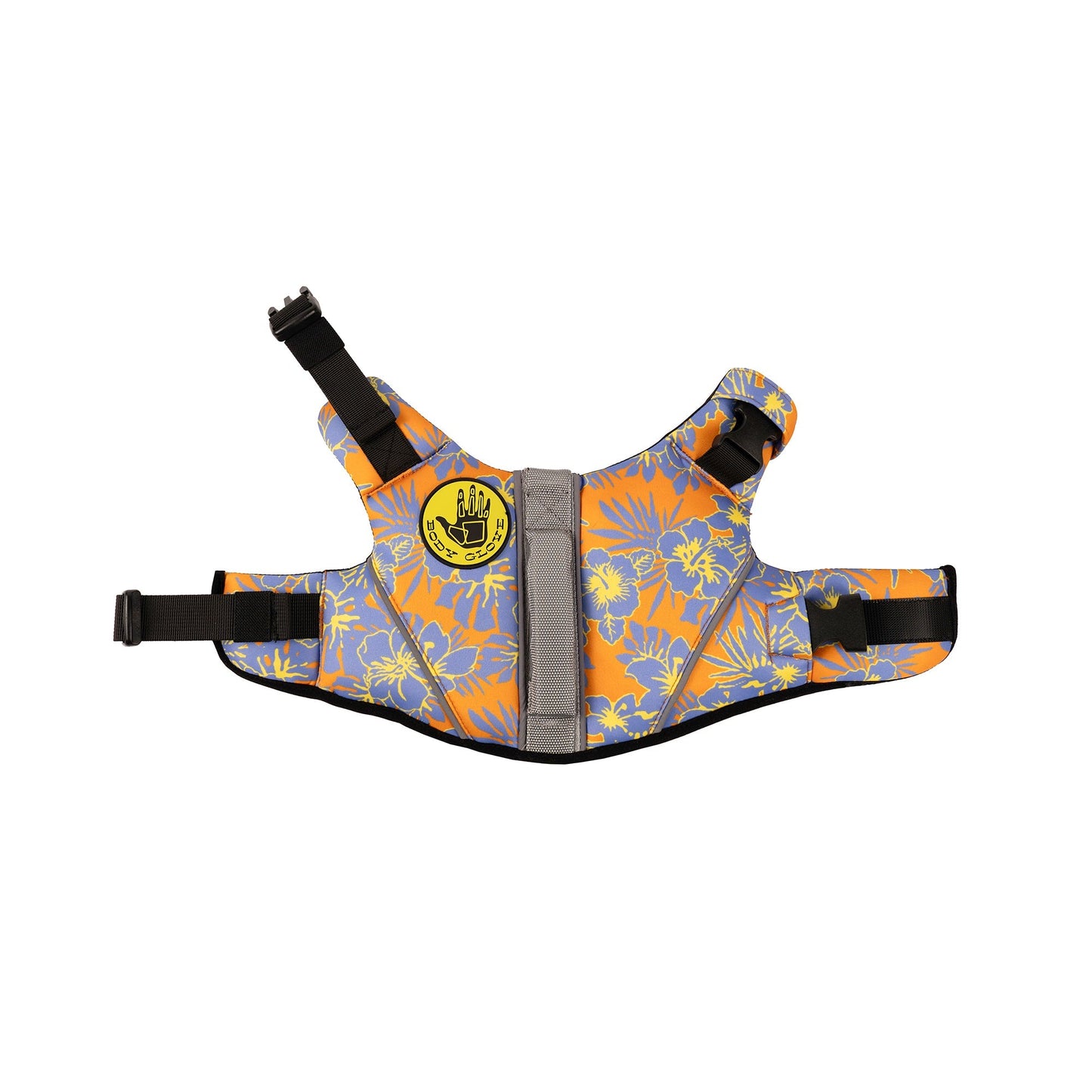 Floral Neoprene Pet Life Jacket - Floral Orange