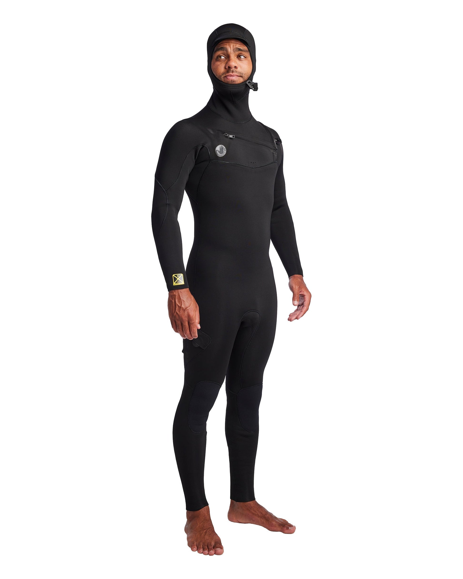 Men's Gold Cell Hooded Chest Zip 5/4/3mm Fullsuit - Black
