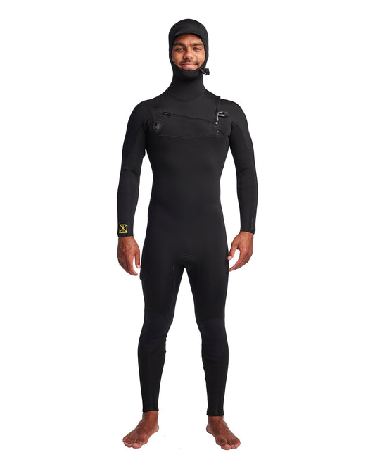 Men's Gold Cell Hooded Chest Zip 5/4/3mm Fullsuit - Black