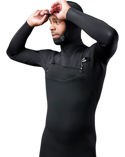 Men's Gold Cell Hooded Chest Zip 5/4/3mm Fullsuit - Black