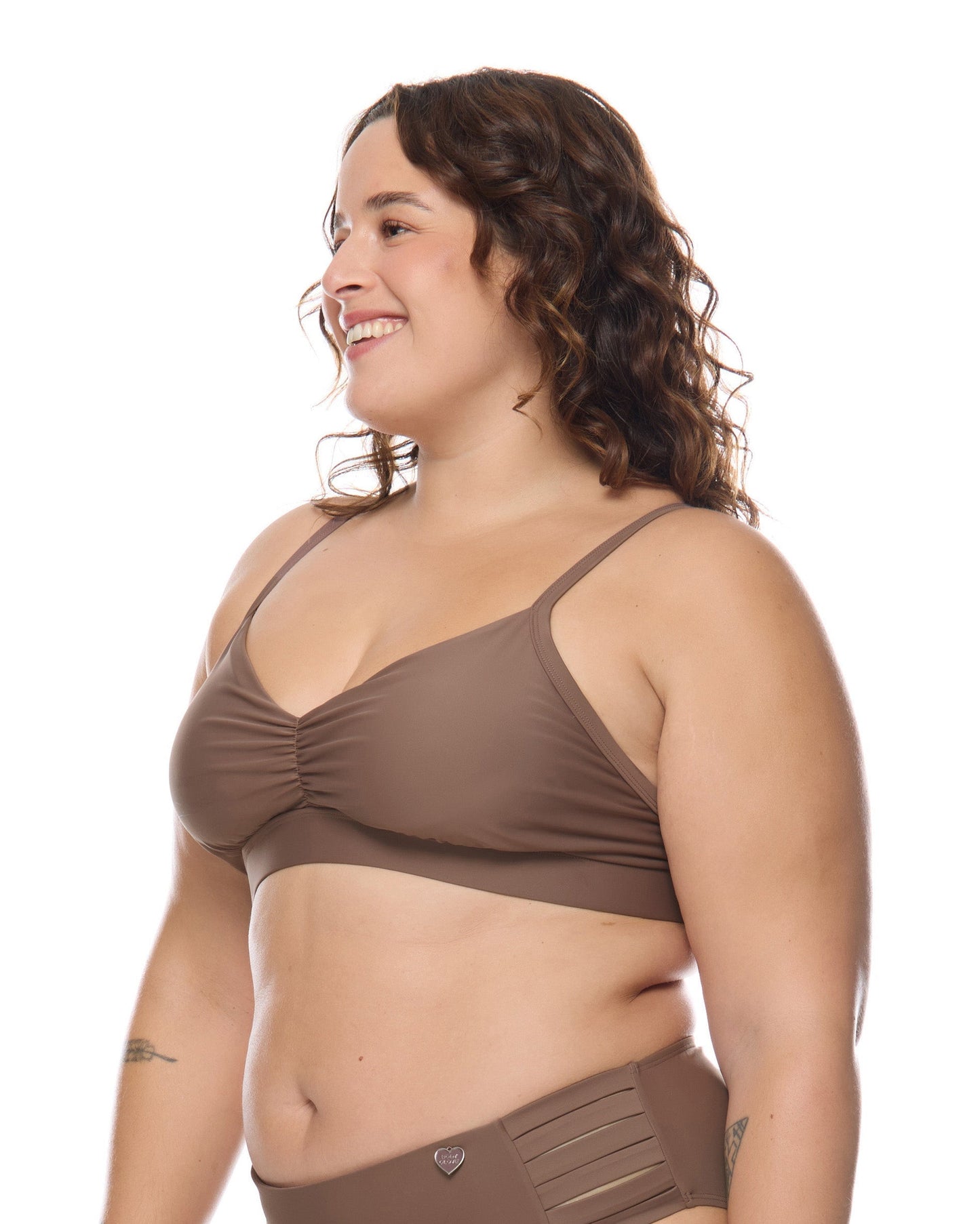 Smoothies Drew Plus Size Swim Top - Latte