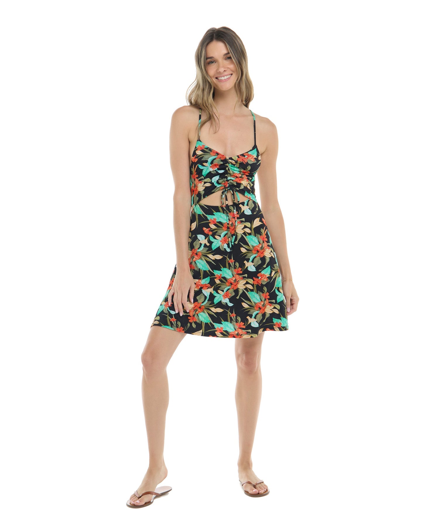 Ivana Dress - Black/Hamoa Prt