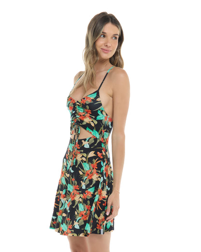 Ivana Dress - Black/Hamoa Prt