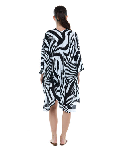 Glow Aubree Cover-Up Kimono - Black/Glow Prt