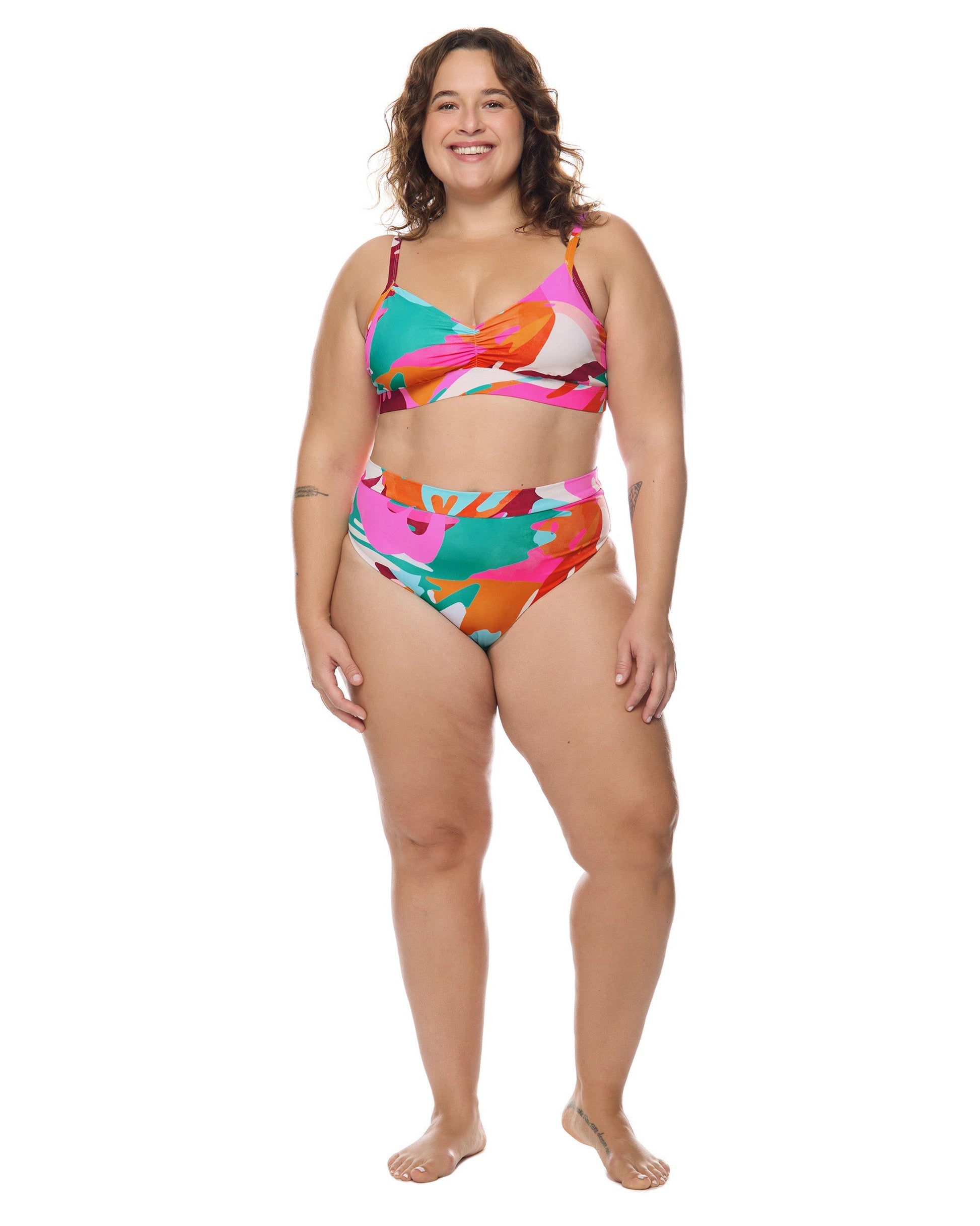 Hype Drew Plus Size Swim Top - Multi / Hype