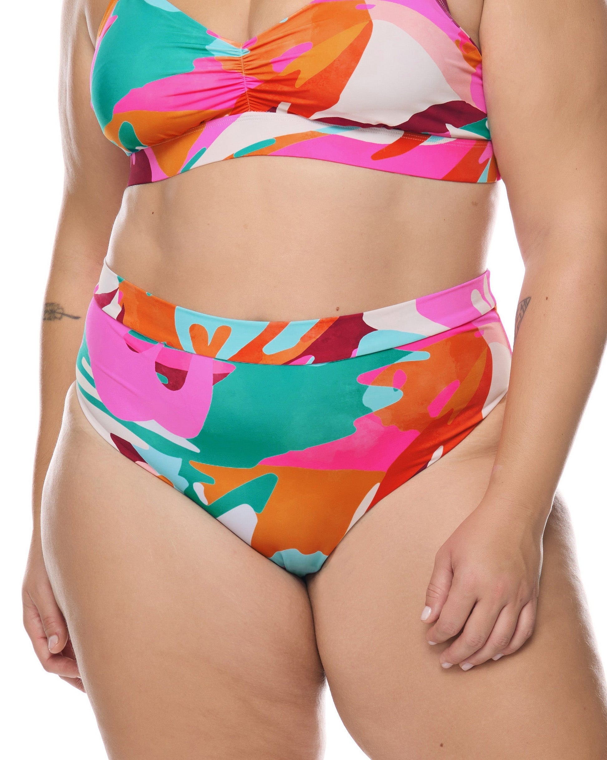 Hype Marlee Plus Size High-Waist Bikini Bottom - Multi / Hype