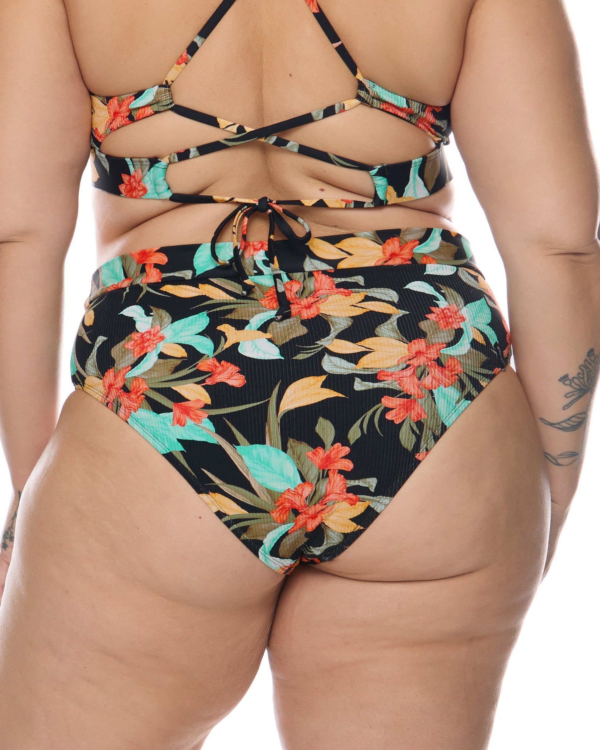 Hamoa Marlee Plus Size High-Waist Bikini Bottom - Black