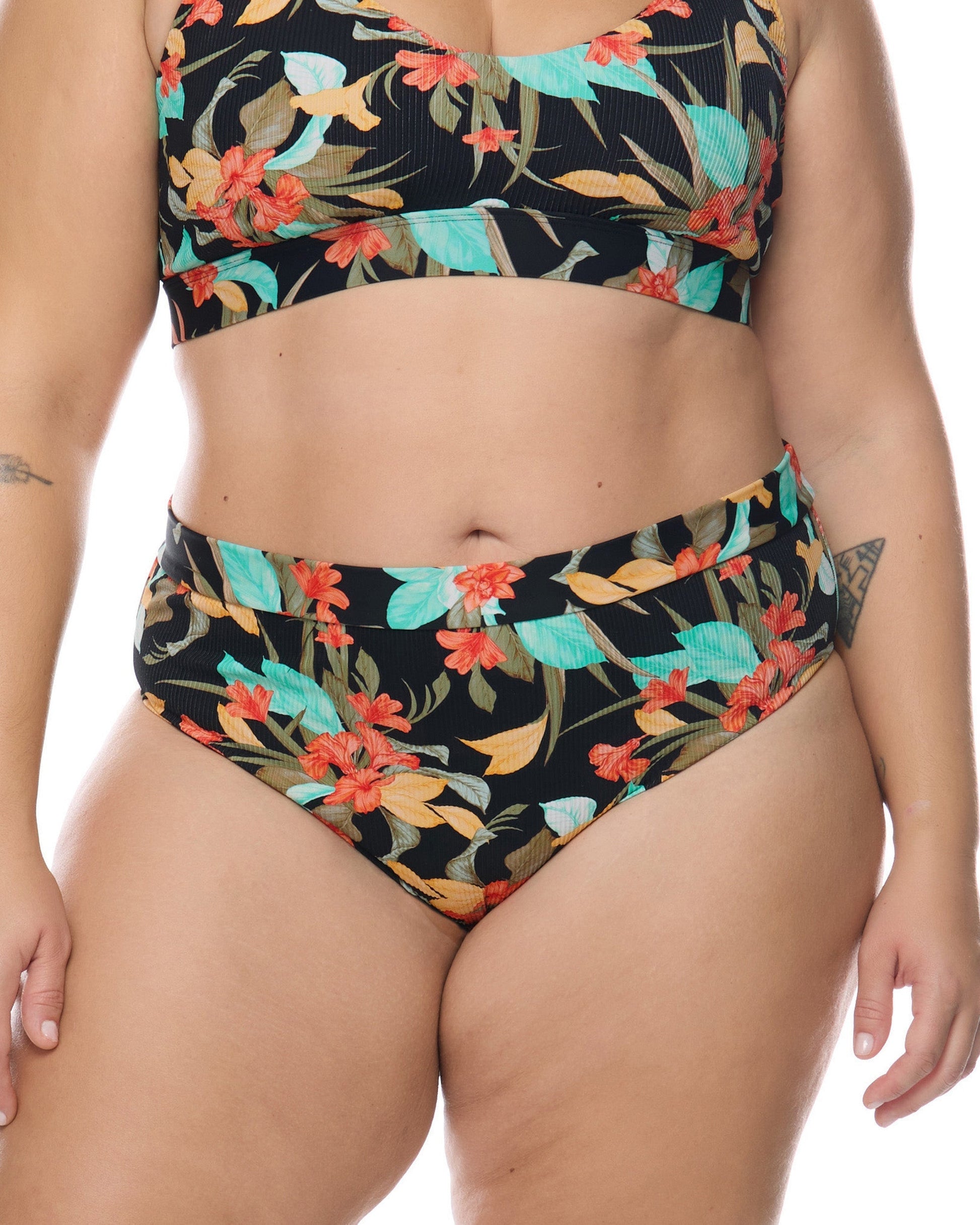Hamoa Marlee Plus Size High-Waist Bikini Bottom - Black