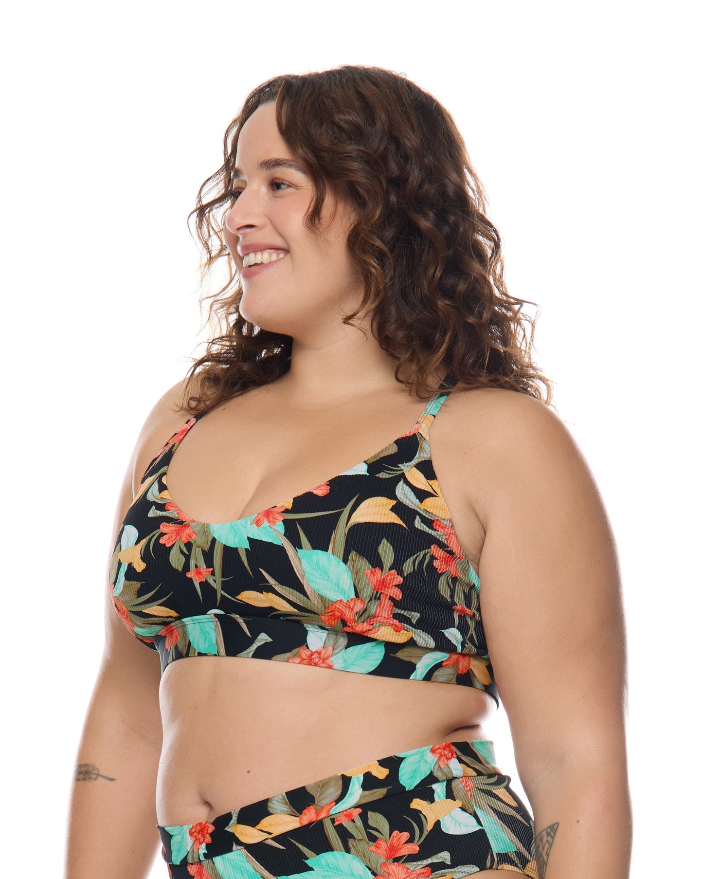 Hamoa Ruth Plus Size Fixed Triangle Swim Top - Black