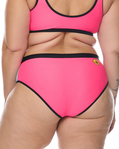 Groove High Tide Plus Size Swim Bottom - Groove / Bubble Gum