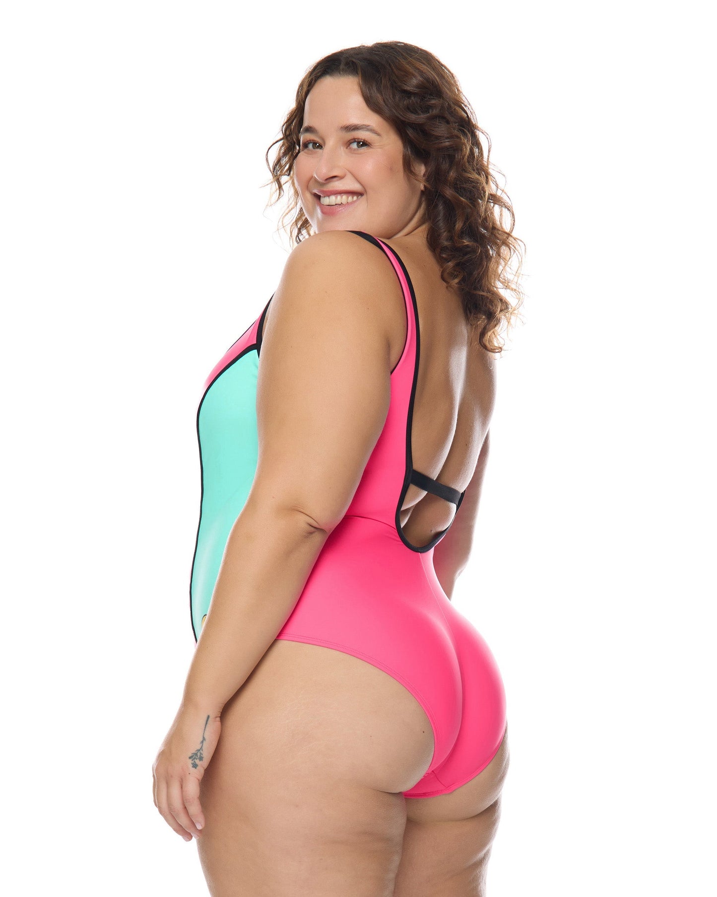 Groove Time After Time Plus Size One-Piece Swimsuit - Groove / Bubble Gum