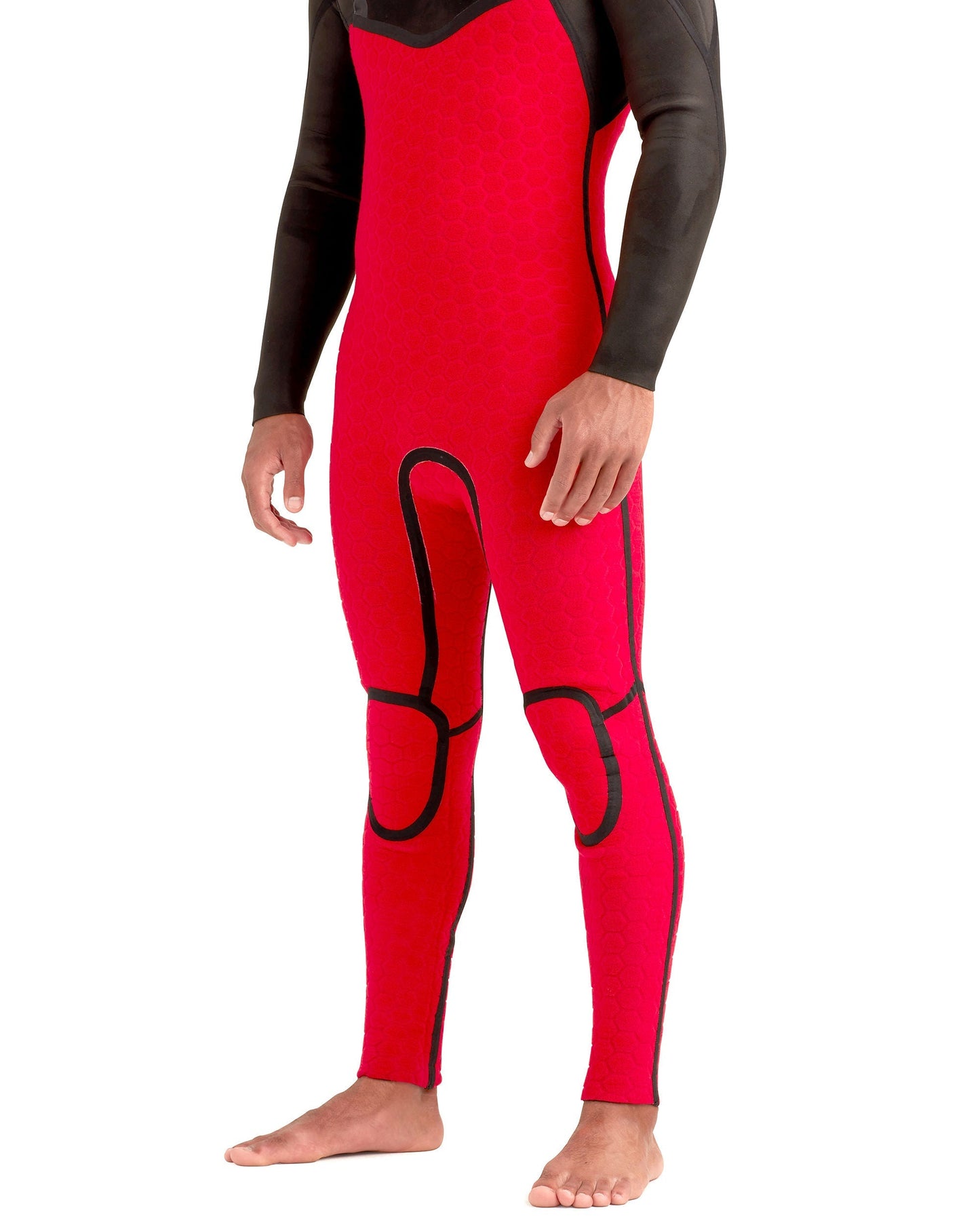 Red Cell 4/3mm Men's Chest-Zip Hooded Fullsuit - Black