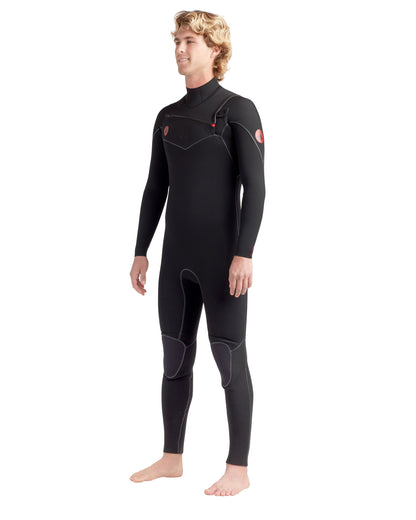 Red Cell 4/3mm Men's Chest-Zip Fullsuit - Black