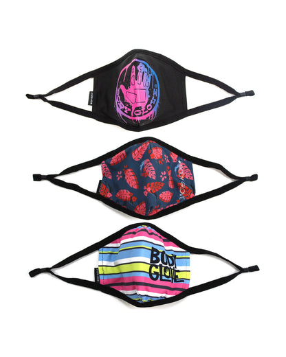 Women's 3-Piece Face Mask Set - Logo, Palm, Stripes