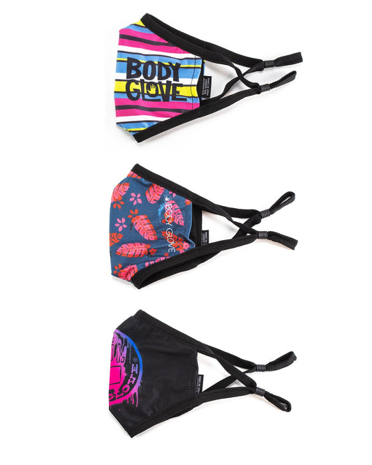 Women's 3-Piece Face Mask Set - Logo, Palm, Stripes